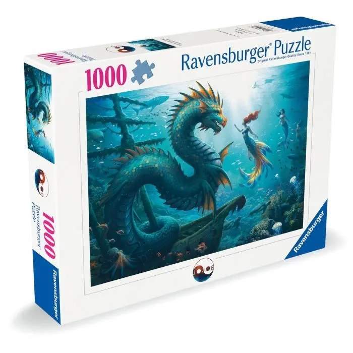 Puzzle 1000 pièces Dragon, sirène et tortues des profondeurs, dès 14 ans, Monstre, 12001434, Ravensburger-5