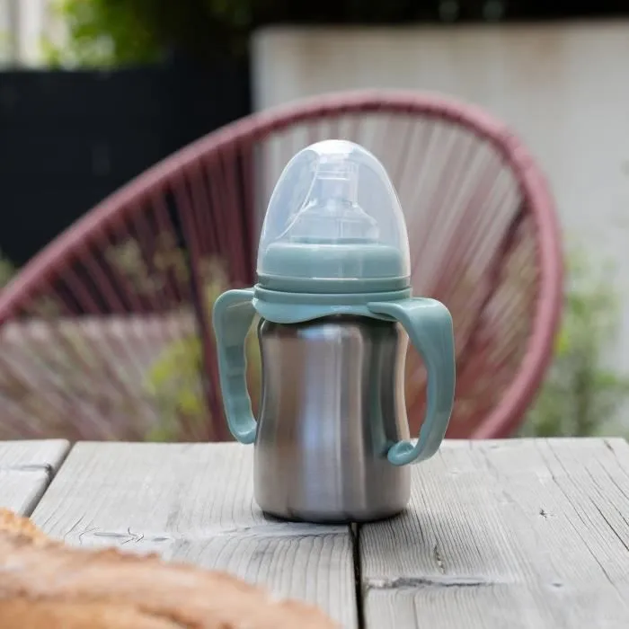 Tasse d'apprentissage - THERMOBABY - Inox - 180 ml - Vert Cactus - Ergonomique et anti-fuites-1