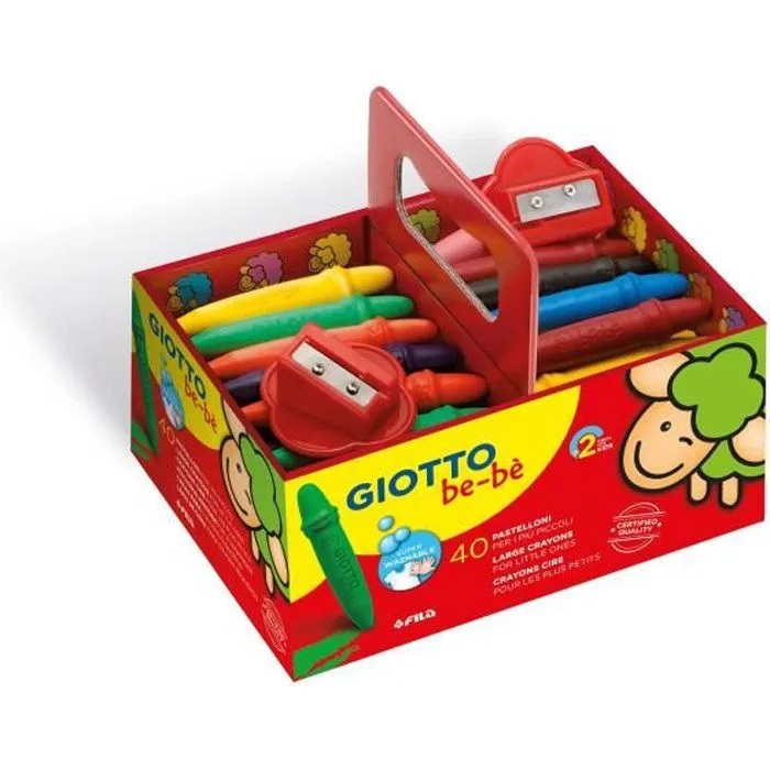 GIOTTO Schoolpack be-bè 40 Crayons cire + 2 Taille-crayons-0