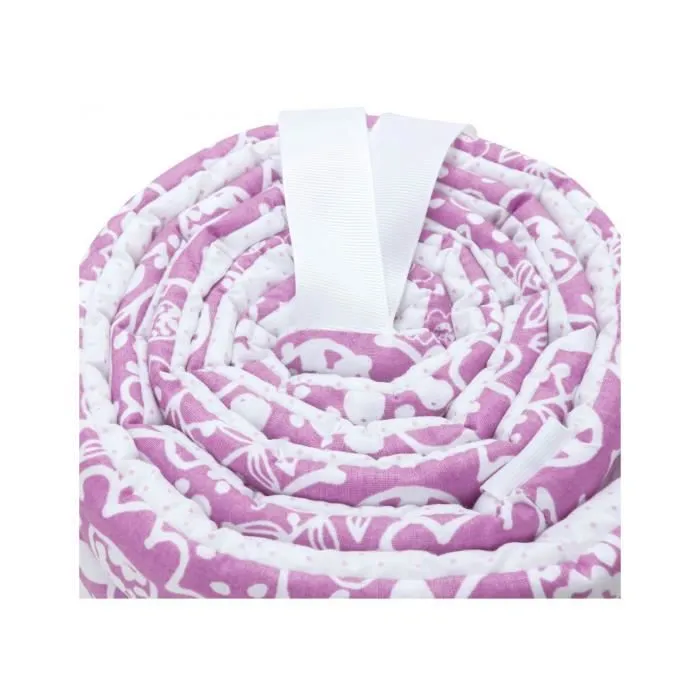 Bellochi Tour de Lit Bébé 180 x 30 cm - Certifié - Universel en Coton Souple pour un Matelas 120x60 cm Caramelle Violette-2