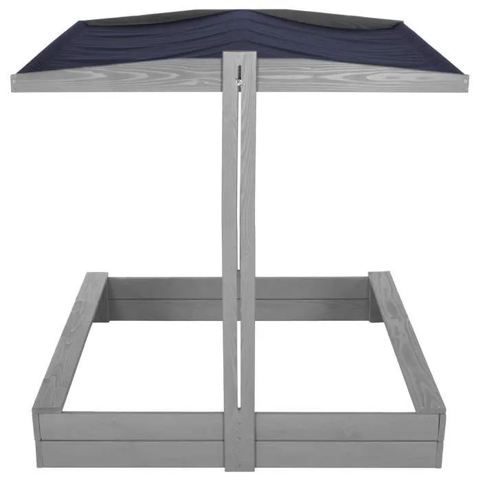 Bac à sable en bois avec toit - Springos® - 120 x 120 cm - Imprégnation à base d'eau - Gris - Bancs intégrés-3
