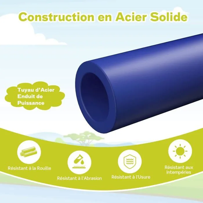 COSTWAY Dôme d'escalade avec Toboggan 241,5 x 183 x 91,5 CM, Cadre en Métal Robuste, Jouet Extérieure pour Enfants 3-10 Ans Jaune-4