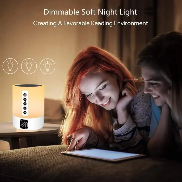 Enceinte Bluetooth Reveil Veilleuse avec Lampe de Chevet Tactile, Haut-Parleur Bluetooth Veilleuse Enfant Réveil Lumineux Idee-3