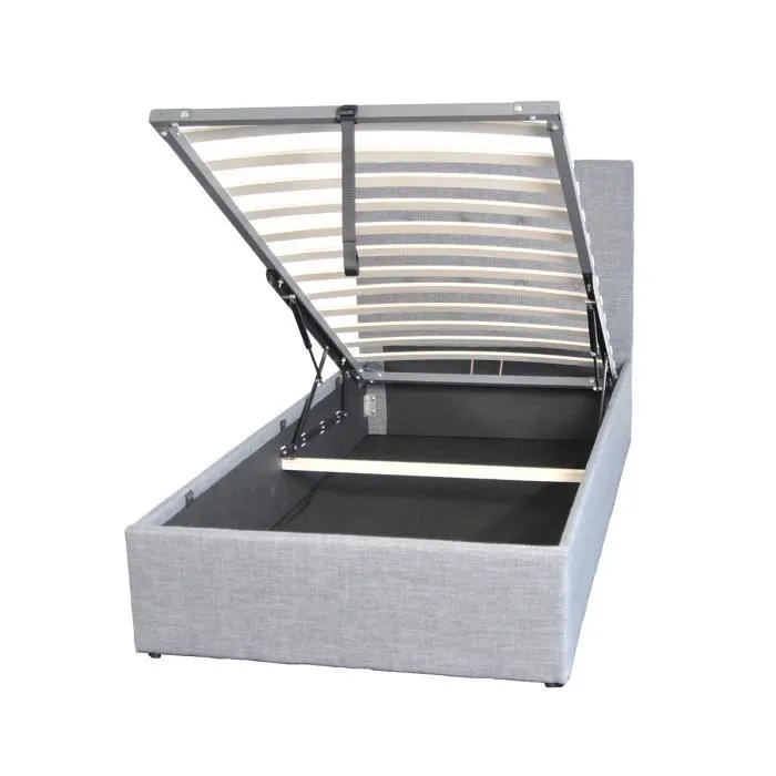 Lit coffre 90x190 sommier inclus Mily Gris foncé - WEBER INDUSTRIES - Elégance - Chic - A lattes-2