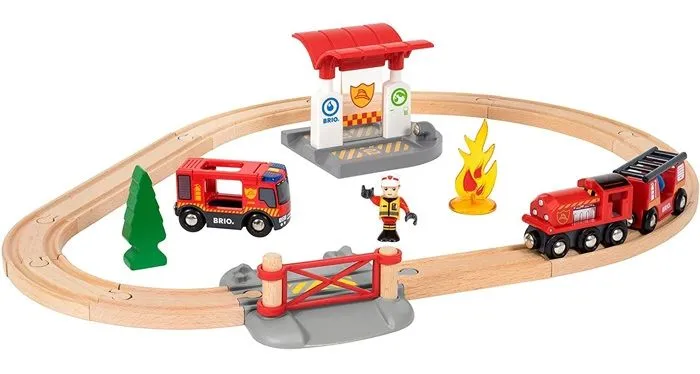 Brio World Circuit Action Pompier - Coffret complet 18 pièces - Circuit de train en bois - Ravensburger - Mixte dès 3 ans - 33815-2