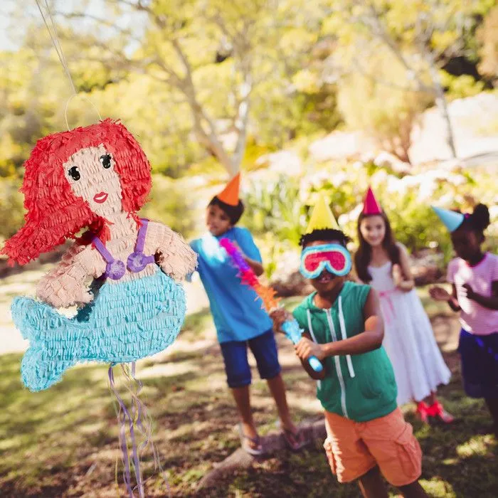 Relaxdays Pinata à suspendre Sirène pour enfants à remplir anniversaire jeux décoration, coloré-1