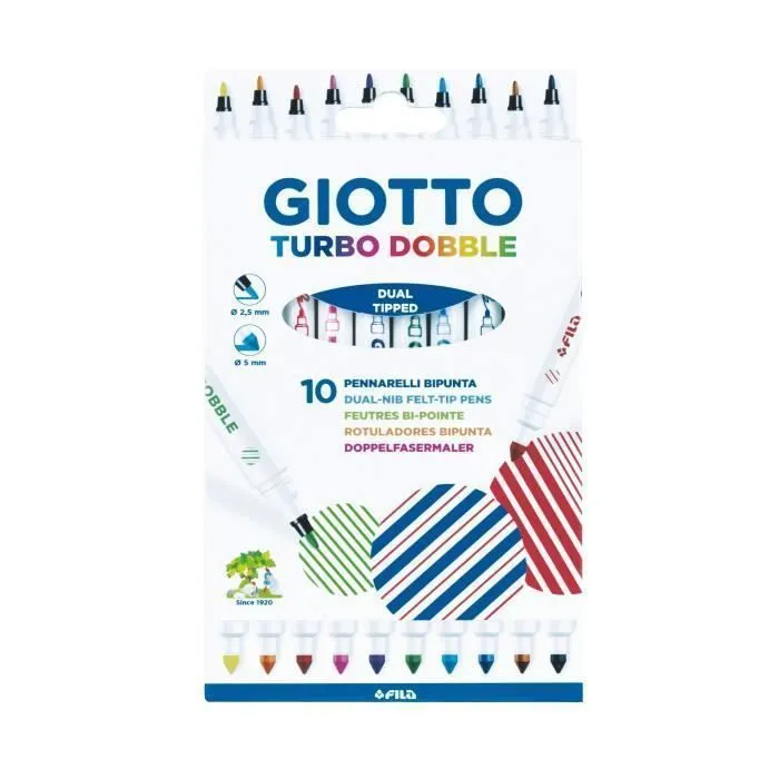 Feutres - GIOTTO - Turbo Dobble - Multicolore - 10 pièces - Double pointe-0