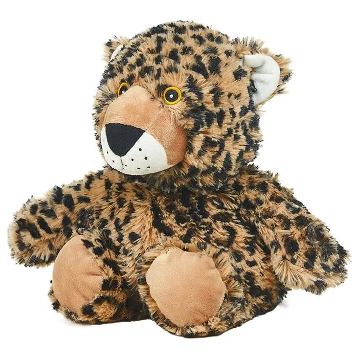 Bouillotte chauffante micro-ondes à graines avec housse peluche - Léopard marron - Warmies-0