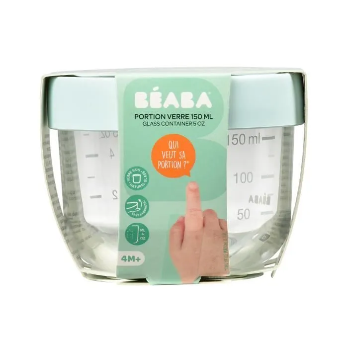 Pots de conservation en verre BEABA - 150 ml - Extra-résistant - Bleu-1