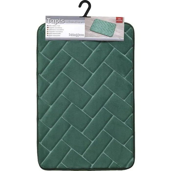 TENDANCE - Tapis de salle de bain Vert en relief 40 x 60 cm-1