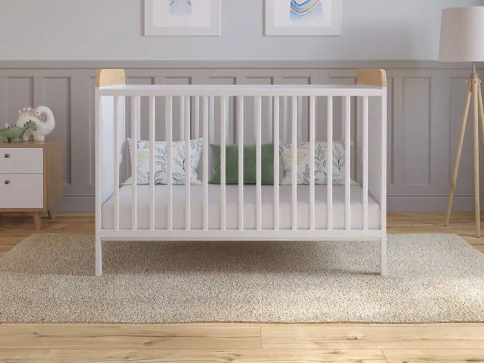 Lit Bebe Evolutif Avec Matelas - Lit Bebe Set Complet 120x60 cm Bois,Pin-Blanc convertible-2