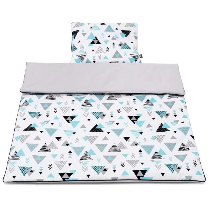Bellochi Set de Couette Bebe 75x100 cm et Coussin Enfant 30x40cm - Réversible et Lavable - 100% Coton - Tresor-1