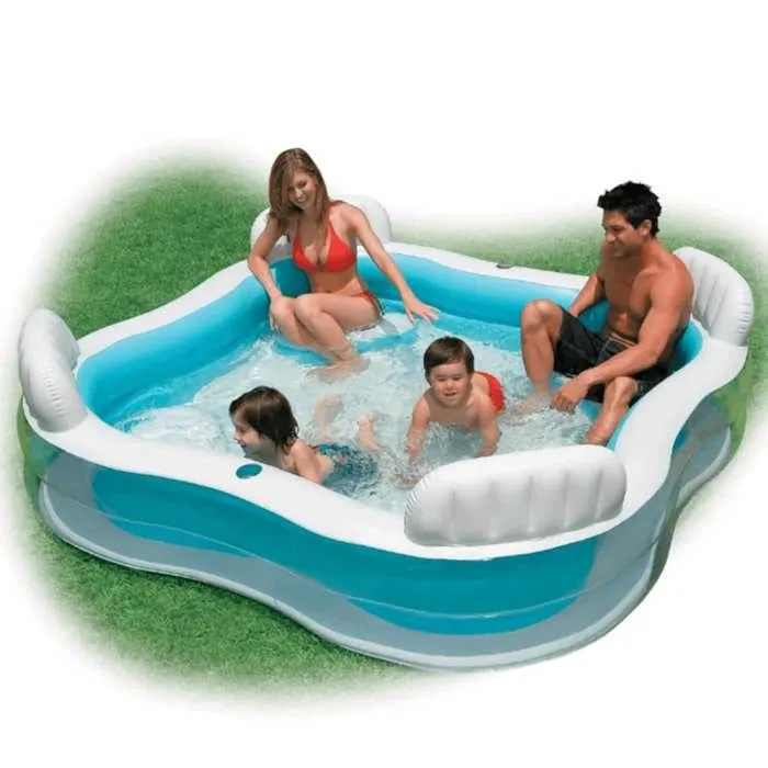 Piscine familiale octogonale bleue avec sièges et appuie-têtes 229 x 229 x 66 cm - INTEX - 56475-1