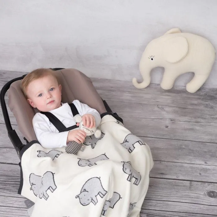 Grande peluche en coton tricot Eléphant Écru Taille Unique-4