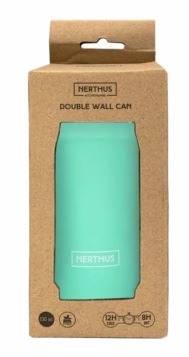 Nerthus - 1 - FIH 785 Canette isolante double paroi Corail 330 ml, acier inoxydable, joint en silicone, sans BPA, 8/8-2