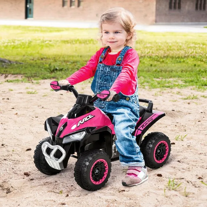 Porteur enfants quad tout terrain HOMCOM - Rose et noir - 67x38x44cm - Effets lumineux et sonores-1