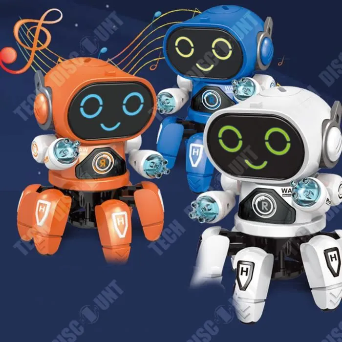 Jouet robot hexapode électrique dansant et clignotant musique lumineuse orange garçon et fille jouet robot télécommandé pour-2