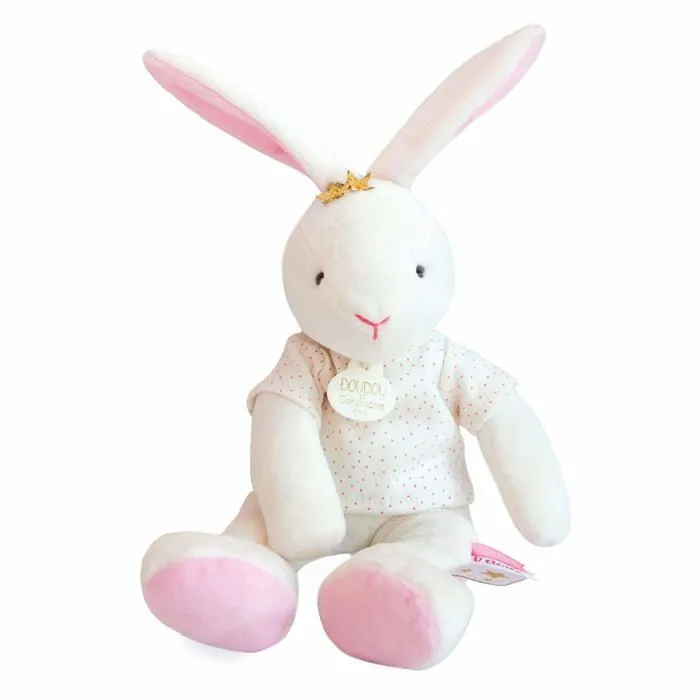 Jouet en peluche - DOUDOU ET COMPAGNIE - Lapin Fleurs - Pantin - Mixte - Blanc - Non-1