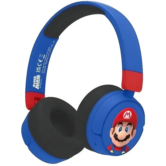 Casque audio enfant - Super Mario - Sans fil - Bluetooth - Autonomie 24h - Volume réglable-0