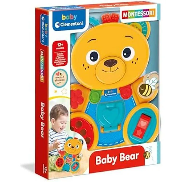Clementoni- Busy Baby Bear Mon Centre d'activités Ourson Jouet D'éveil 12 Mois, Montessori 1 Ans, Développement pour Les Petits,-1