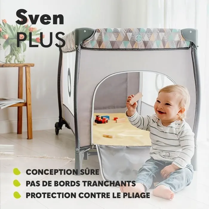 Lit parapluie bébé 2en1 LIONELO Sven Plus - De 0 à 36 mois - Table à langer - Moustiquaire - Bleu marine-1