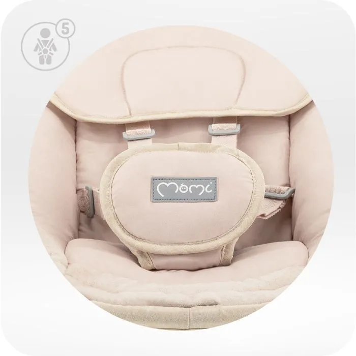 MoMi KENANI SAND - Balancelle Bébé Électrique - 10 mélodies - 5 modes de balancement - Arche à jouets – Beige-4