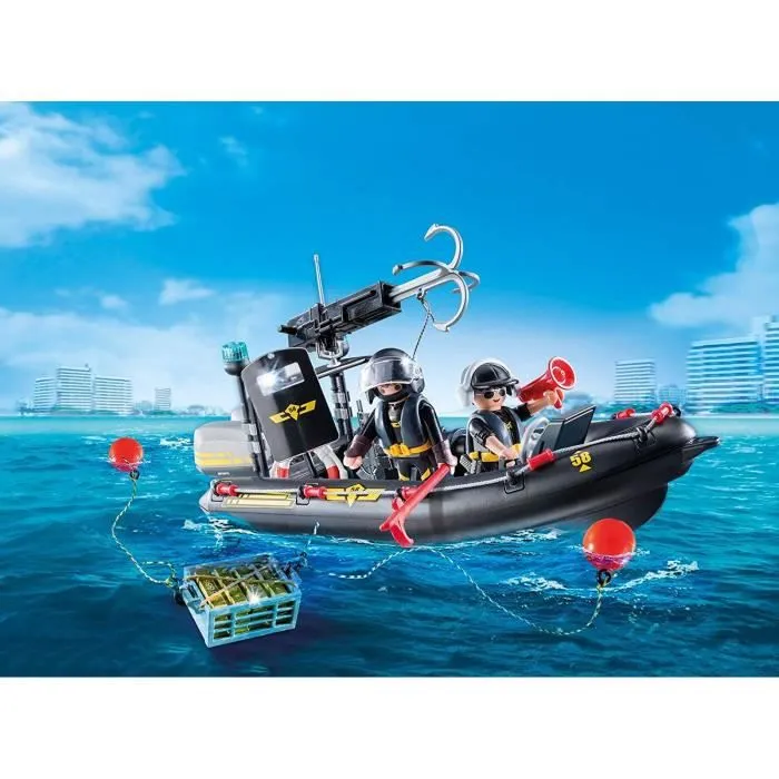 PLAYMOBIL 9362 - City Action - Bateau pneumatique et policiers d'élite-1