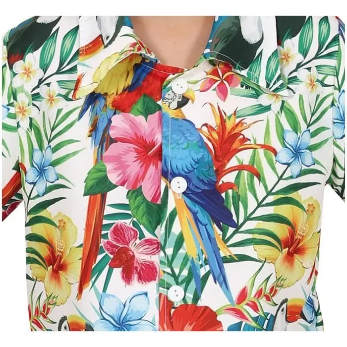Guirca Costume hawaïen tropical blanc pour garçon (5-6 ans)-3