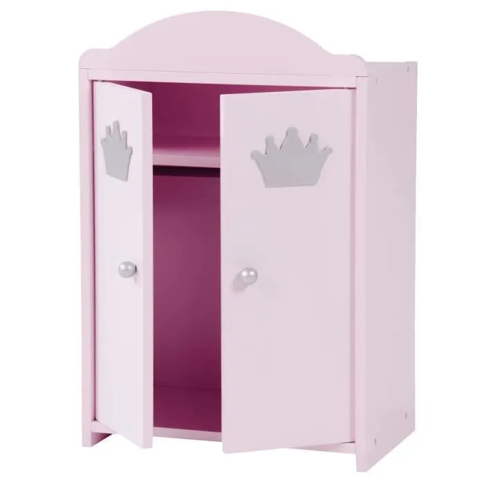 Armoire de Poupée Princesse Sophie - ROBA - Bois Rose - Penderie et Étagère-0