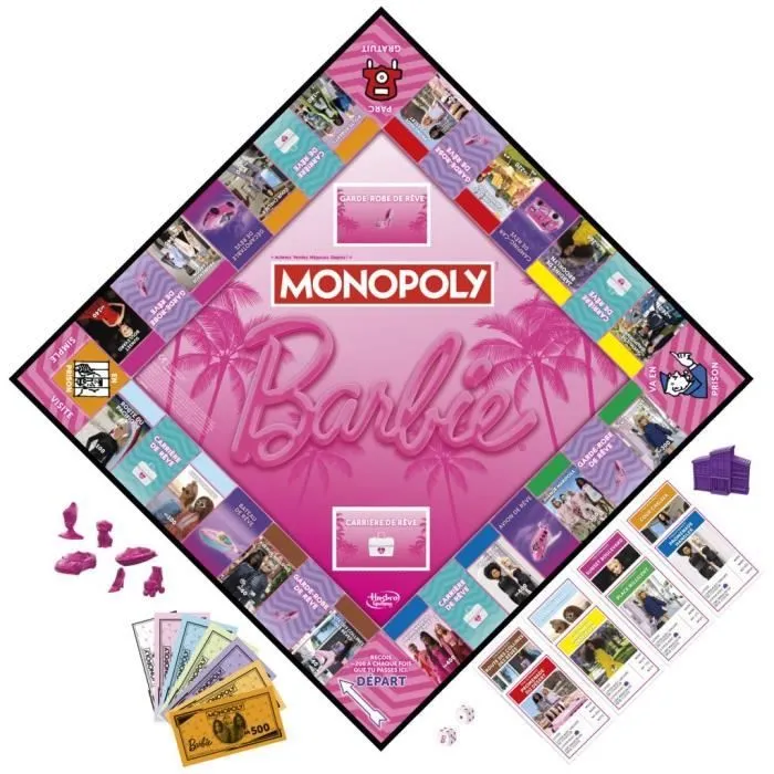 Monopoly : édition Barbie, jeu de plateau pour 2 à 6 joueurs, jeux pour la famille, à partir de 8 ans-2