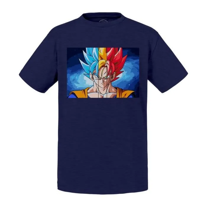 T-shirt Enfant Bleu Dragon Ball Z Son Goku Portrait Manga-0