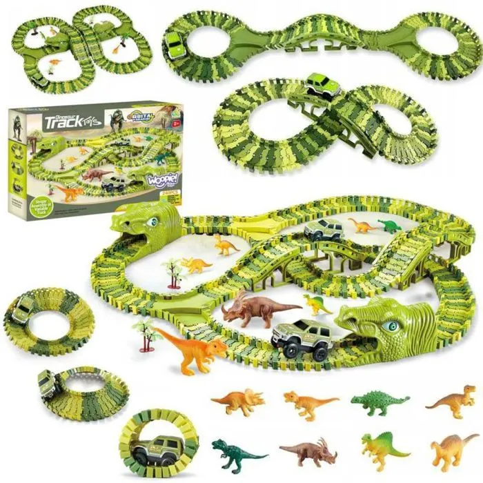 Vehicule miniature assemble - engin terrestre miniature assemble Woopie car track xxl dinosaures 240 EL.-2