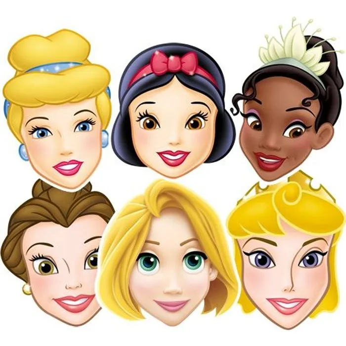 Lot de 6 masques Princesses Disney - Marque DISNEY - Licence Disney Princesses - Pour enfants-0