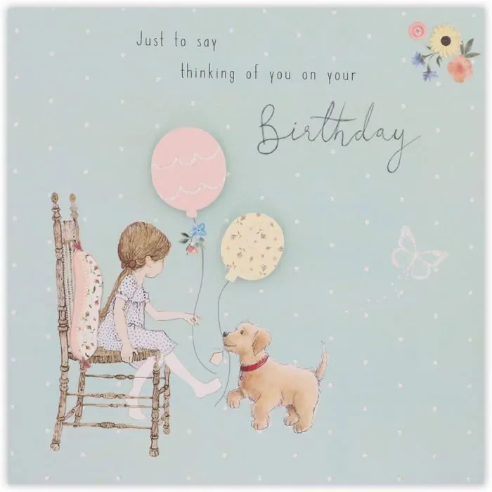 Clintons - 1164558 - : Carte d'anniversaire Fille sur chaise avec chien 11 x 15 cm-2