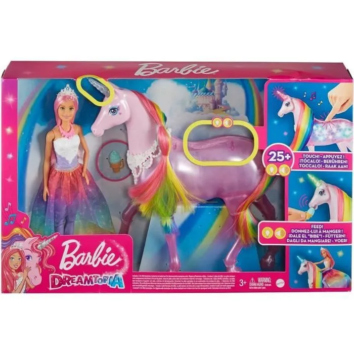 Licorne rose Lumières Magiques Barbie Dreamtopia - BARBIE - Plusieurs séquences sonores et lumineuses-0