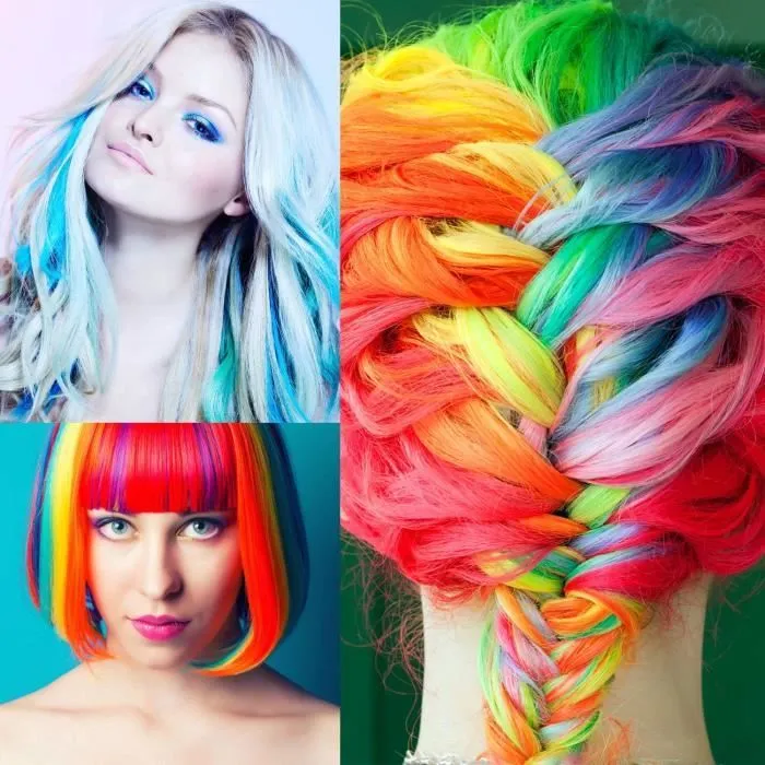 Sundix Ensemble de craie cheveux 24 colorant couleurs non-toxiques lavable temporaires craie filles enfants partie Cosplay-3