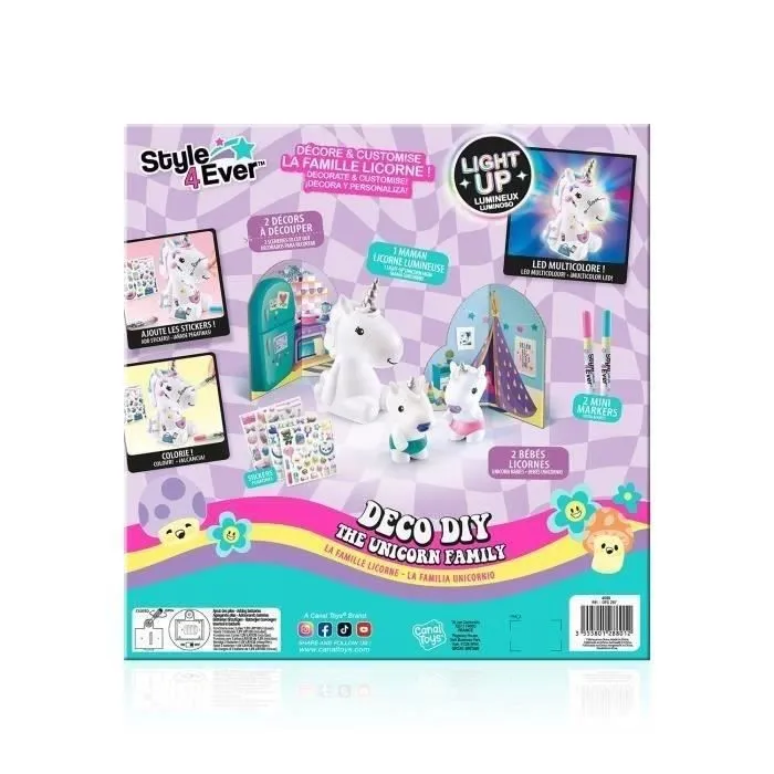 Canal Toys - La Famille Licorne, Figurines de Maman licorne lumineuse et des deux bébés à décorer - OFG 287-5