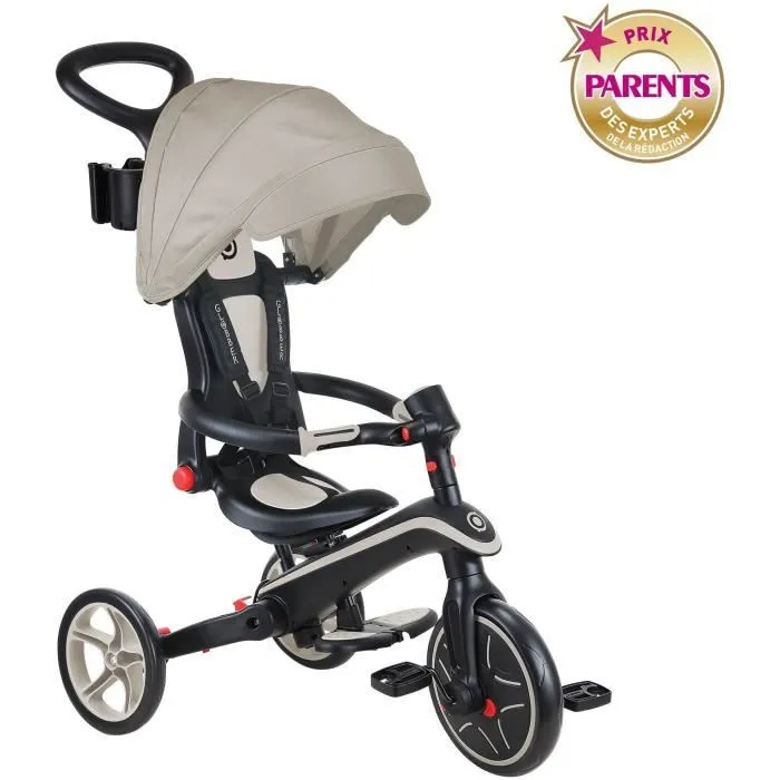 Tricycle évolutif EXPLORER 4 EN 1 PLIABLE - GLOBBER - Taupe - Draisienne - de 10 mois à 5 ans - Montage sans outils-3