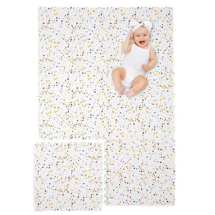 Tapis d éveil et jeux Enfant Puzzle Terrazzo Orange - 120 x 180 cm - Géant - Mousse EVA sûre et durable - Kidolo-1