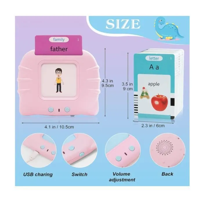 Cartes Flash Parlantes pour Enfants, Cartes Éducatives Jouets d'apprentissage 112 Feuilles de 224 Mots, Préscolaires Jeux Éducatifs-2