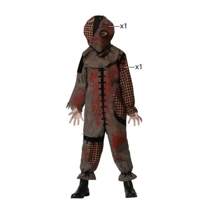 Déguisement Enfant Poupée Vaudou - ATOSA - Costume Halloween - Marron - Imitation lin et tartan-0