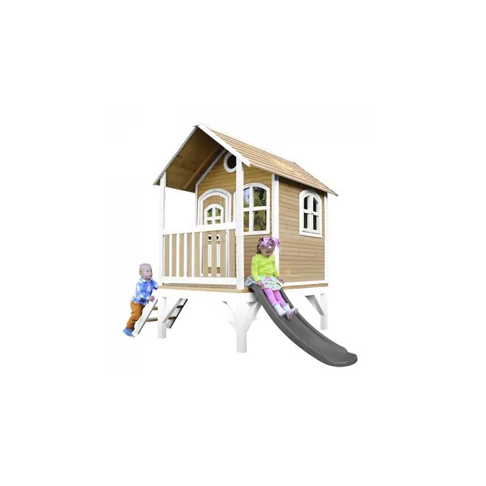 Maison Enfant avec Toboggan Gris - AXI - Tom - Bois - Extérieur-5
