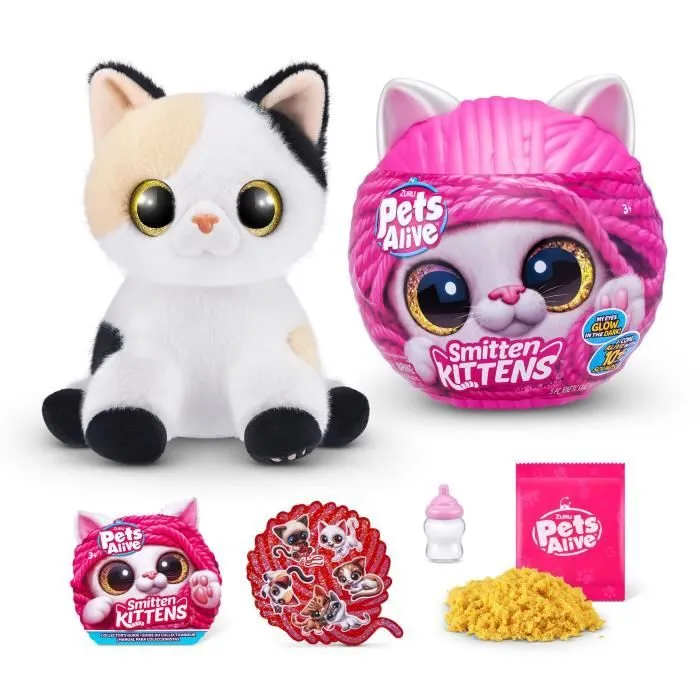 Peluches Interactives - ZURU - Smitten Kittens S1 - 8 chatons à collectionner avec sons et biberon-1