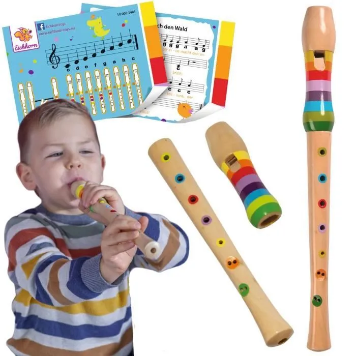 Flûte droite en bois pour enfants 32 cm-0