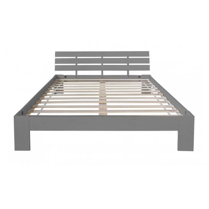 Lit double lit futon en bois 120x200 lit pin gris cadre de lit en bois massif - HomeStyle4U - 2036-2