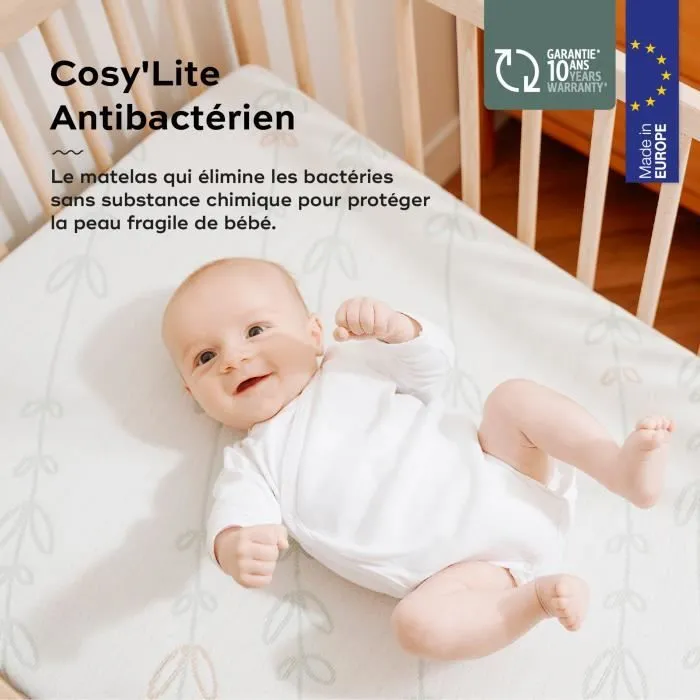 BABYMOOV Matelas Cosy'Lite Antibactérien, élimine naturellement les bactéries, 70x140 cm-1