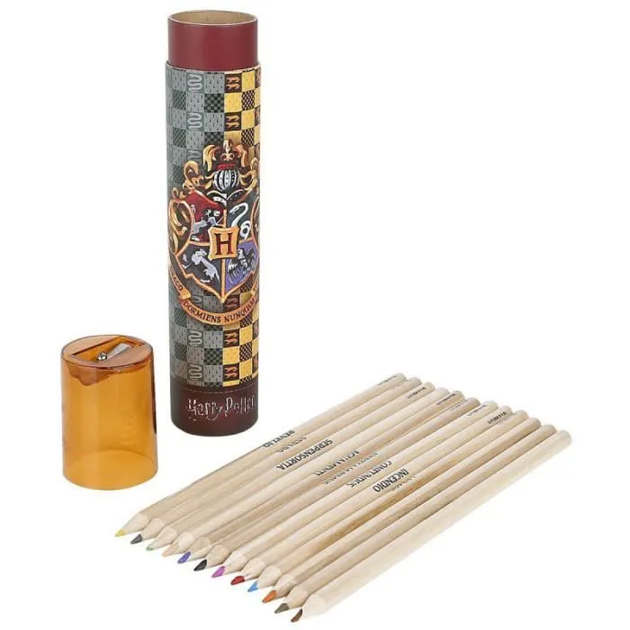 Crayons de Couleur - Harry Potter - Poudlard - 12 Crayons - Taille-crayons Inclus - 2 Feuilles de Coloriage-1
