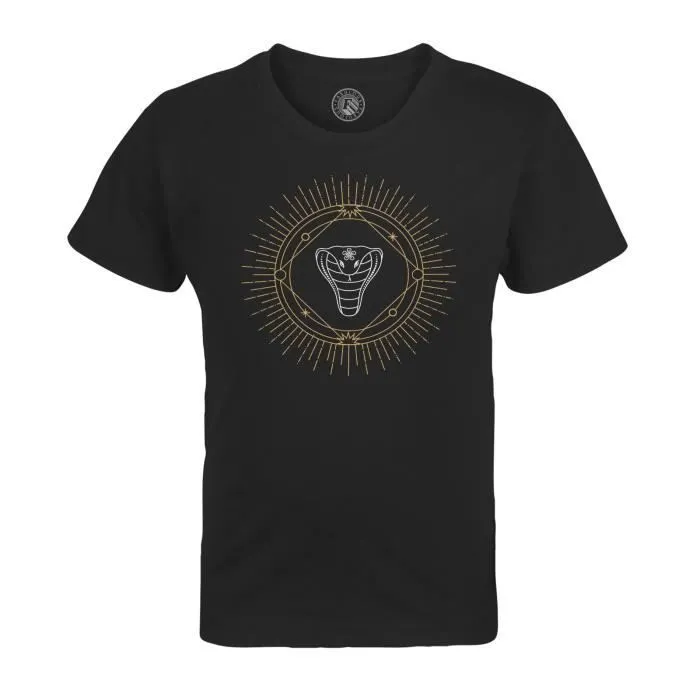 T-shirt Enfant Noir Serpent Signe Astrologie Chinois Zodiaque Dessin Horoscope Animal-0