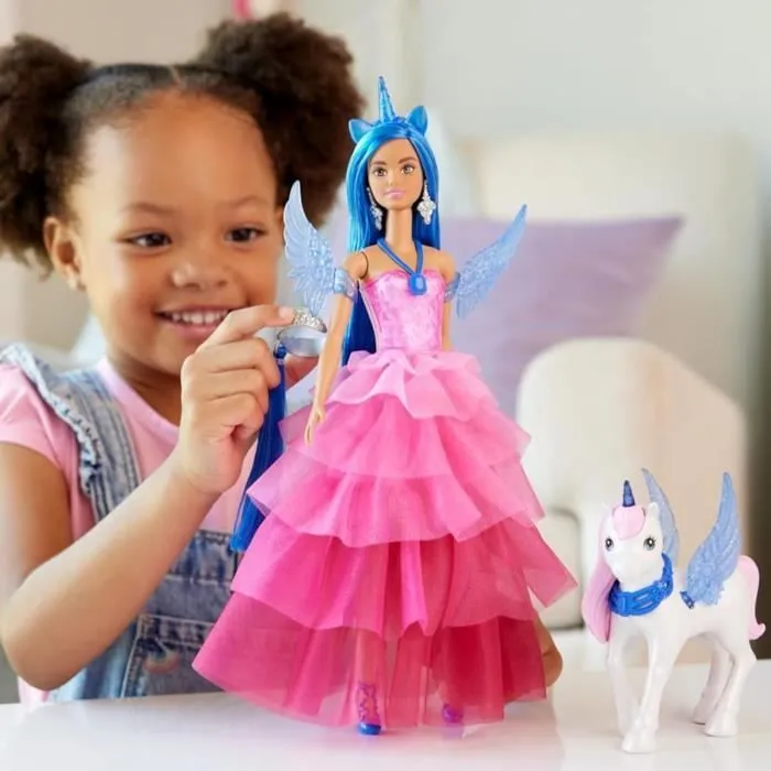 Barbie Princesse Saphir - Licorne Poupée - 65 ans de Barbie Mattel HRR16-3