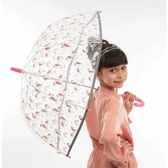 Parapluie cloche enfant transparent Licorne-2